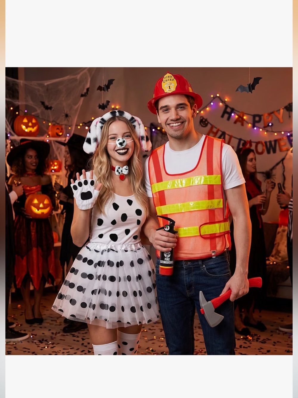 Dalmatian and Firefighter Couple Halloween Costumes Set - NWT